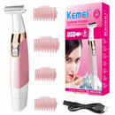 Depilador Elétrico Feminino Multifunção Recarregável  Lavável Kemei