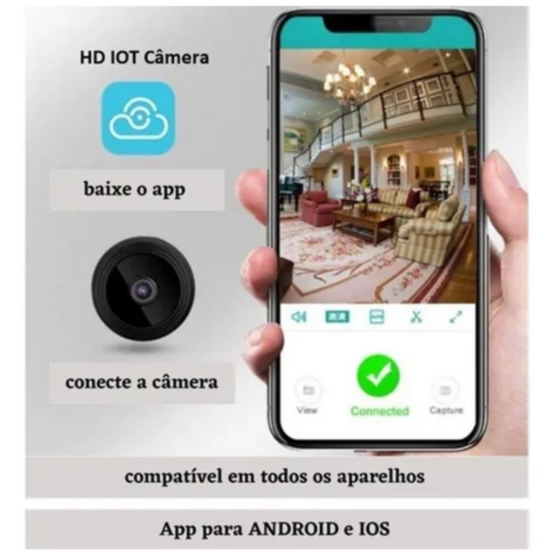 Mini Câmera A9 Wi-Fi - Segurança Discreta e Noturna